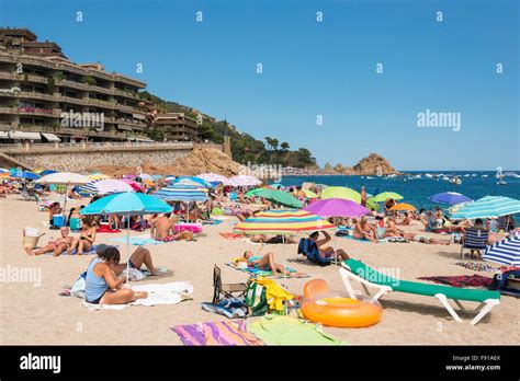 Beach Scene Platja Gran Tossa De Mar Costa Brava Province Of Girona