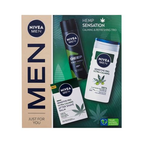 Nivea Men Hemp Sensation Poklon Kutija Balzam Poslije Brijanja Men Sensitive Pro Ultra Calming