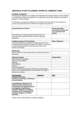 Fillable Online Hw Ac Individual Study Placements Approval Summary Form