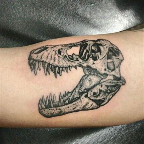 Tattoo Uploaded By P Hell Art T Rex Skull Dotwork Tattoo Dotwork