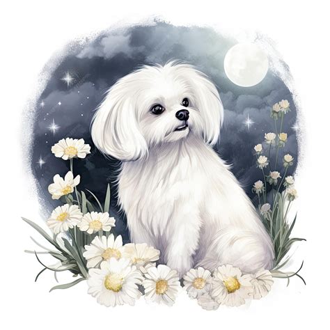 Premium Photo Maltese Dog Portrait Small Dog Watercolor Hand Drawn