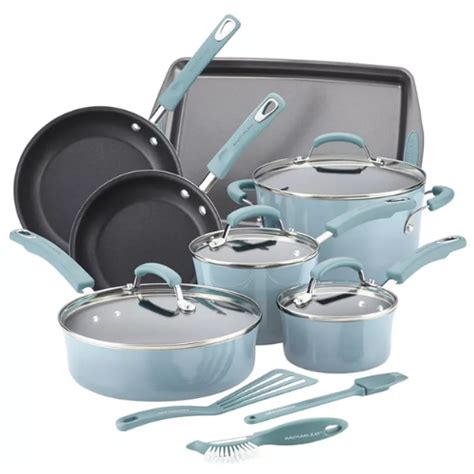 Rachael Ray Classic Brights Hard Enamel Nonstick Cookware Set 14 Piece