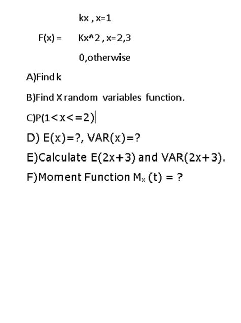 Solved Kx X 1 F X Kx 2 X 2 3 0 Otherwise A Findk B Find X