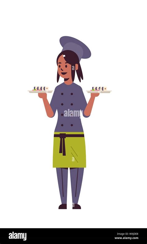 Woman In Kitchen Carrying Tray Stock Vector Images Alamy