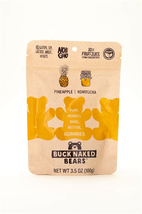 Buck Naked Bears Pineapple Kombucha Gummy Bears 3 5 Oz The SFA