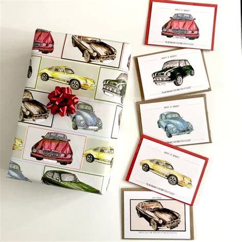 Classic Car Birthday Card And Wrapping Paper Set Classic Car Etsy