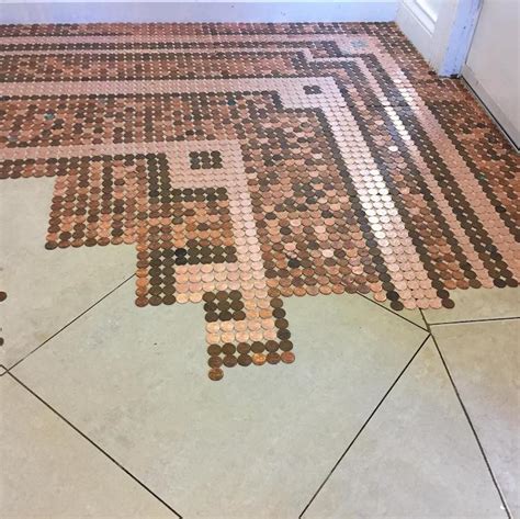 Jeweler Creates Her Own DIY Penny Floor Using 7,500 Pennies