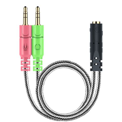 MillSO Headset Splitter for Computer CTIA 3.5mm Jack Headset Adapter Mic and Audio Headphone ...