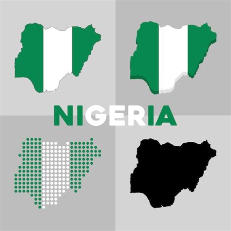 Premium Vector Outline Map Of Nigeria Borders And Flag Of The