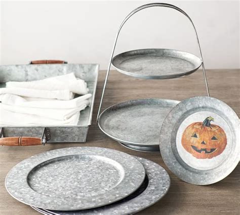 Jack O Lantern Galvanized Appetizer Plate Set Of Pottery Barn