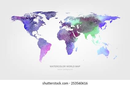 Watercolor World Map Stock Vector Royalty Free 253560616 Shutterstock