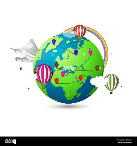 Modern 3d World Map Creative Travel Concept Vector Illustration Stock