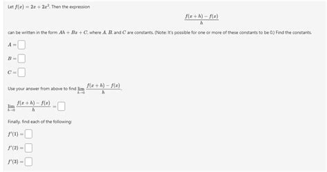 Solved Let F X 2x 2x2 Then The Expression Hf X H −f X Can