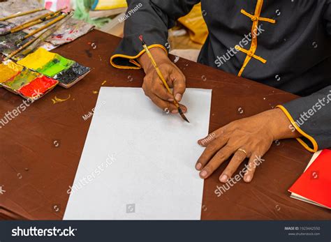 Human Using Traditional Calligraphy Brush Pen Stock Photo Edit Now