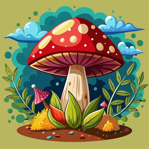 Premium Vector Mushroom Cartoon Vector Illustration Flat Style