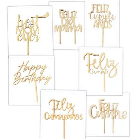 100 Letreros Pastel Cake Topper Variados Mdf 3mm