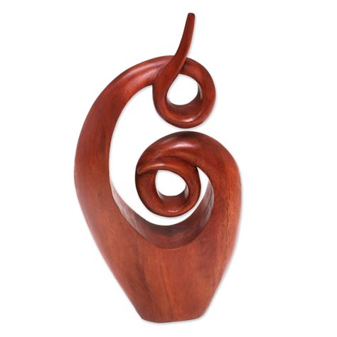 UNICEF Market Handcrafted Suar Wood Abstract Sculpture From Bali