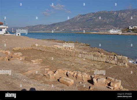 The ancient Diolkos trackway by the Corinth Canal, Greece, used for ...