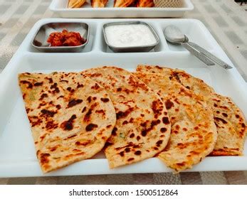 Aloo Paratha Curd Pickle On Plate Stock Photo 1500512864 | Shutterstock