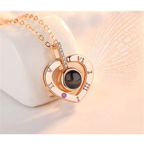 Collar Corazón Con Proyección Te Amo En 100 Idiomas Veraly
