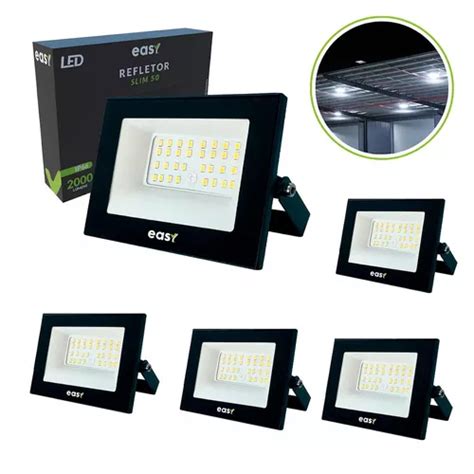 Kit Refletor Led W Bivolt Branco Frio Easy Cor Da Carca A Preto