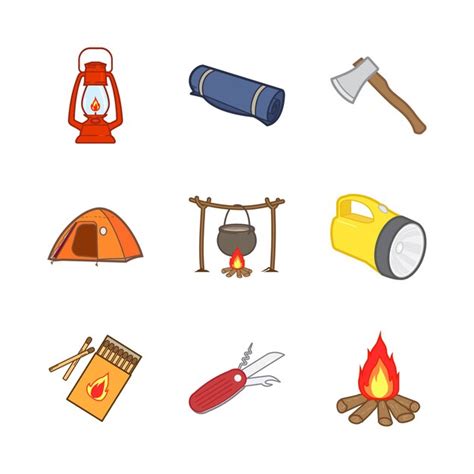 Premium Vector Camping Flat Icon Set