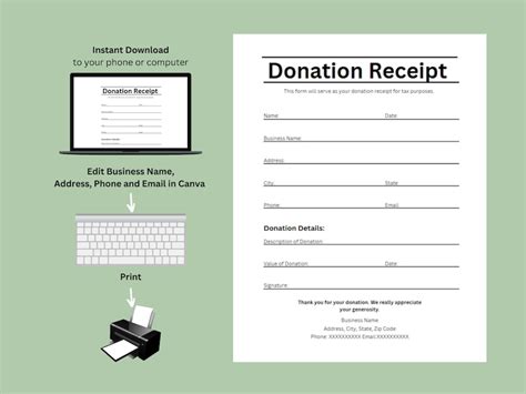 Donation Receipt Form Editable Template For Donations Nonprofit