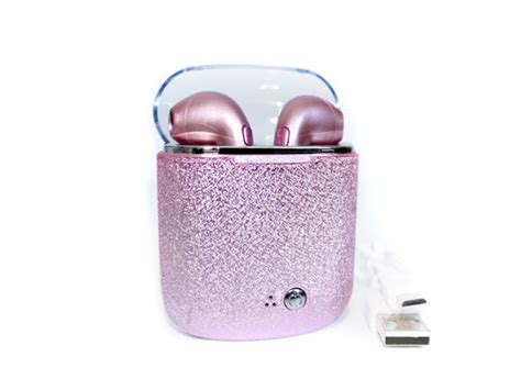 True Wireless Bluetooth Earbuds Glitter Case Pink Stacksocial