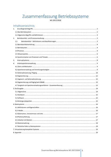 Betriebssysteme Zusammenfassung Ws Zusammenfassung