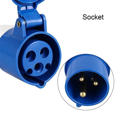 16 Amp 240v Site Trailing Plug And Socket 16a 3 Pin 240 Volt Blue Hook Up