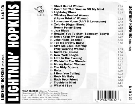 Pre War Blues And Beyond Lightnin Hopkins 1947 1969 Wolf Records