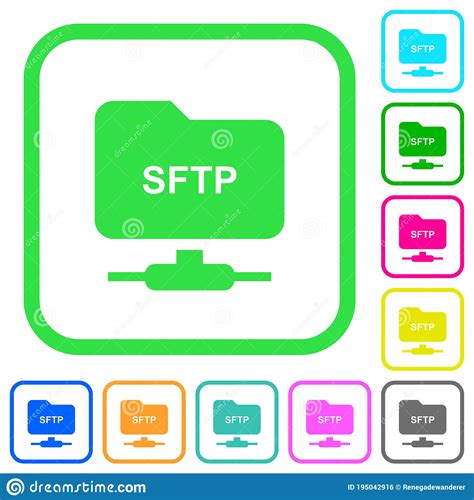 Ftp Sobre Iconos Planos De Color Intenso Ssh Ilustraci N Del Vector