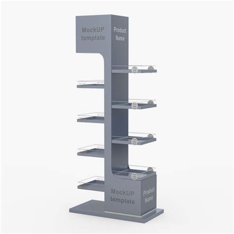 Multi Shelf Navy Display Rack Mockup 3d Model 24 3ds Blend C4d