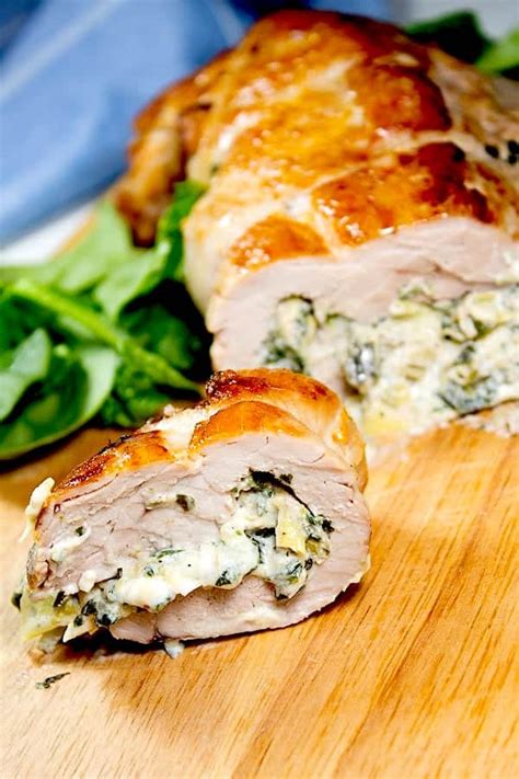 Spinach Artichoke Stuffed Pork Tenderloin Laughing Spatula