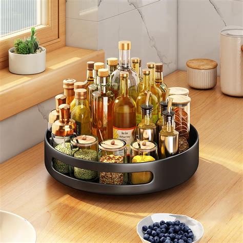 Round Metal Rotating Spice Rack Rotating Storage Rack Turntable