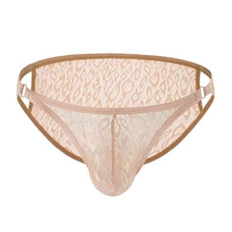 GHSOHS Mens Underwear Breathable Lace Printed Briefs String Bikini Low Rise T Back Panties Ultra