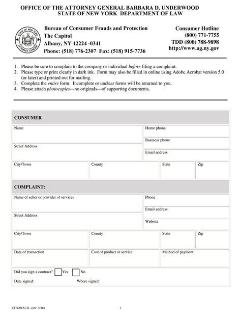 Ny Attorney General Complaint 2018 2024 Form Fill Out And Sign