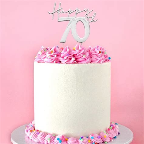 Cake Craft Metal Topper Happy 70th Silver