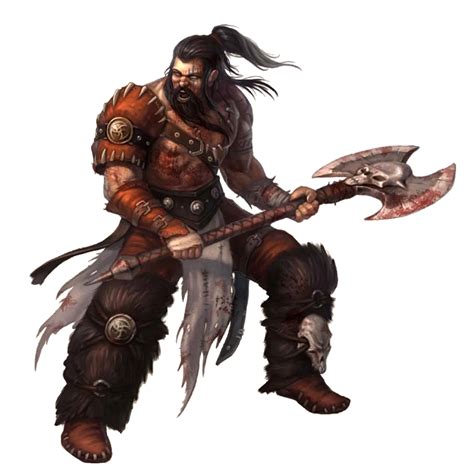 Male Human Axe Barbarian Pathfinder PFRPG DND D D D20 Fantasy