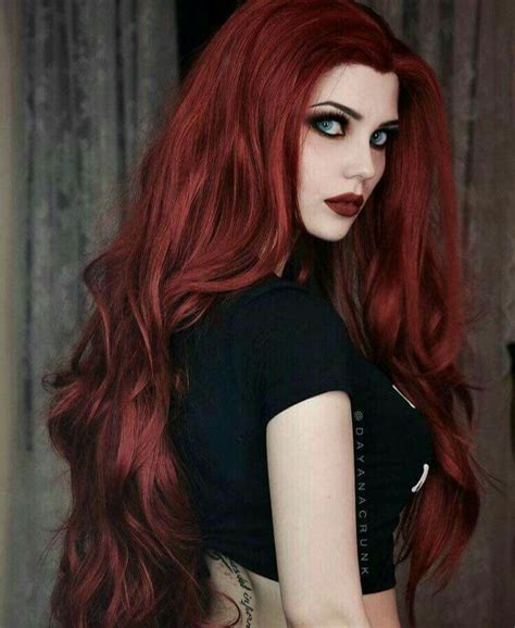 Goth Model Dayana Crunk Red Hair Long Hair Styles Dark Red Hair