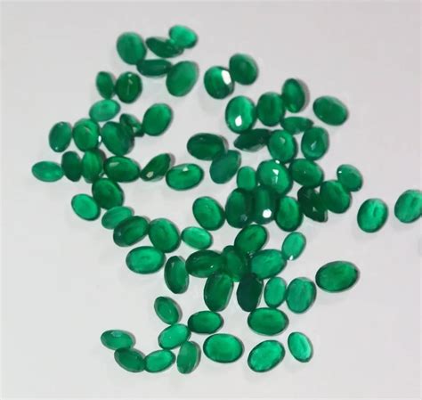 Natural Oval GREEN ONYX GEMSTONE CUT GEMSTONES For Jewelry Making At