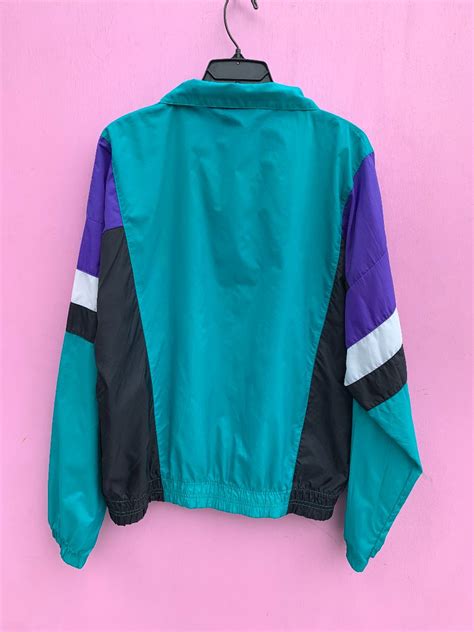 Rad 1990s Grape Colorway Colorblock Zip Up Windbreaker Boardwalk Vintage