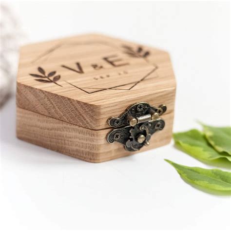 Hexagon Double Wedding Ring Box Personalized Dejavuwood