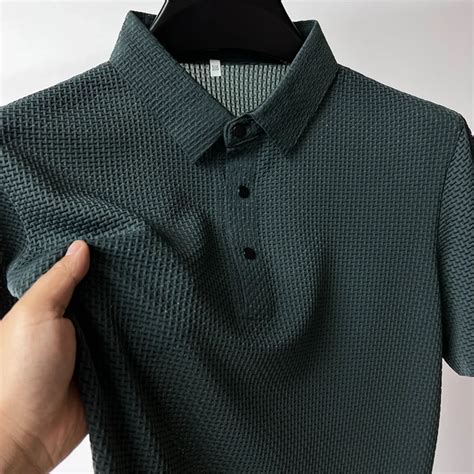 Brand Clothes Summer New Men S Lop Up Hollow Short Sleeved Polo Shirt Ice Silk Breathable