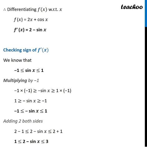 Let F R R Be Defined By F X 2x Cosx Then F Class 12 MCQ