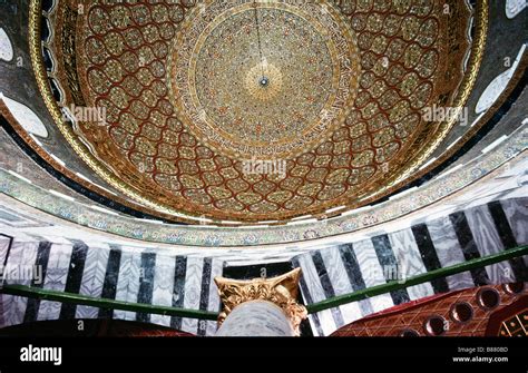 The Dome Of The Rock Jerusalem Interior View Of Inner Dome Stock