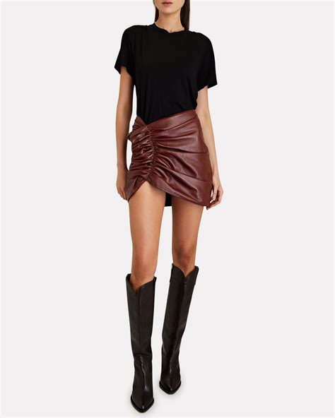 The Mannei Kos Ruched Leather Mini Skirt Intermix®