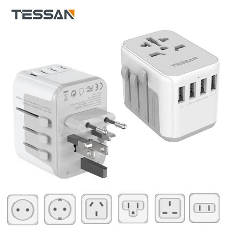 Cheap Tessan Universal Travel Plug Adapter International Plug Adapter With 4 Usb Universal