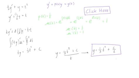 First Order Linear Differential Equation Example 1 Youtube