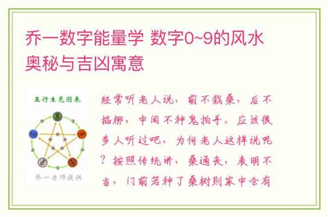 乔一数字能量学 数字0~9的风水奥秘与吉凶寓意乔一数字能量